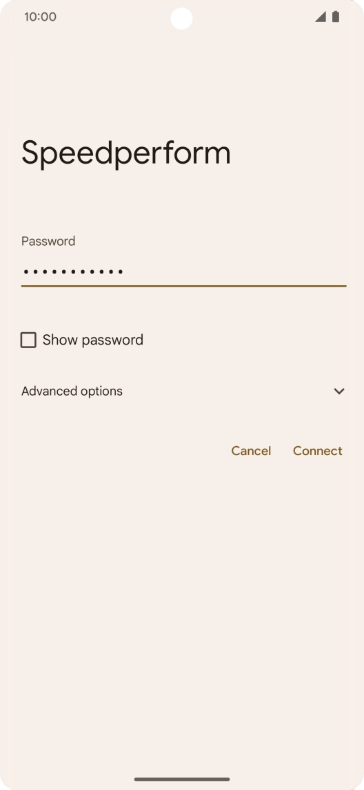 Key in the password for the Wi-Fi network and press Connect.