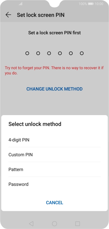 Press the required phone lock code and follow the instructions on the screen to create an additional phone lock code.