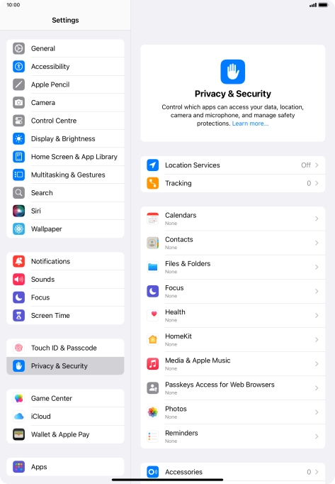 Press Location Services.
