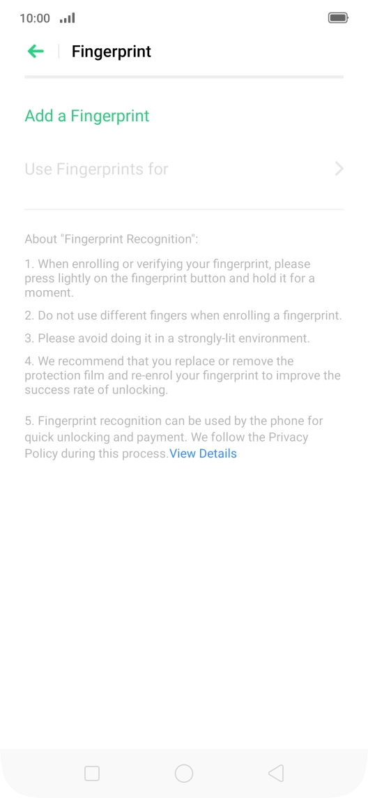 Press Add a Fingerprint.