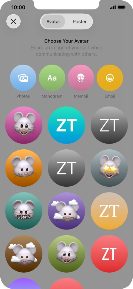 Press the required category and follow the instructions on the screen to select and save the required picture to your Contact Poster.