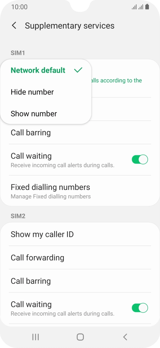 Press Show number to turn on caller identification.