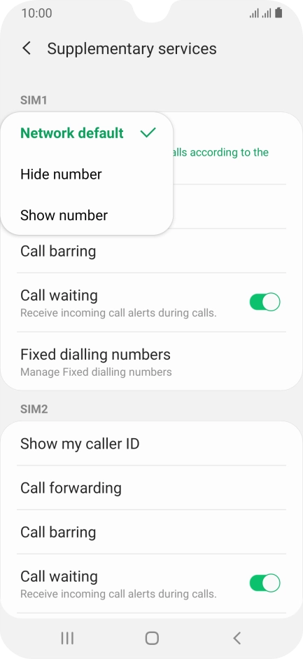 Press Show number to turn on caller identification.