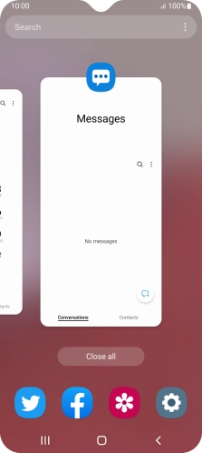 To end one running application, slide your finger upwards on the required application.