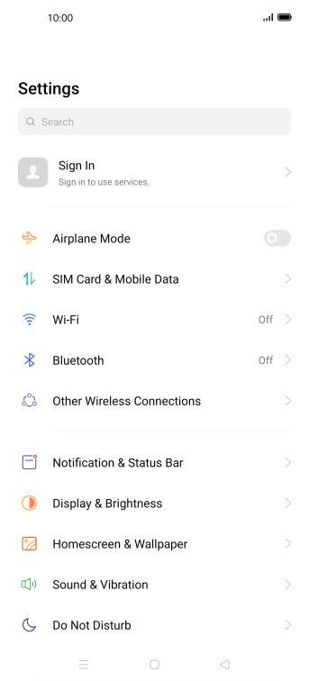 Press SIM Card & Mobile Data.