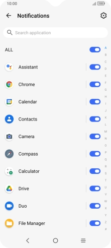 Press the indicators next to the required apps to turn the function on or off.