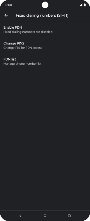 Press Enable FDN to turn on fixed dialling.