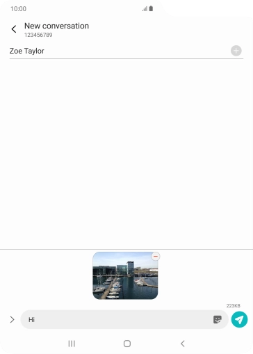Press the send icon when you've finished your MMS.