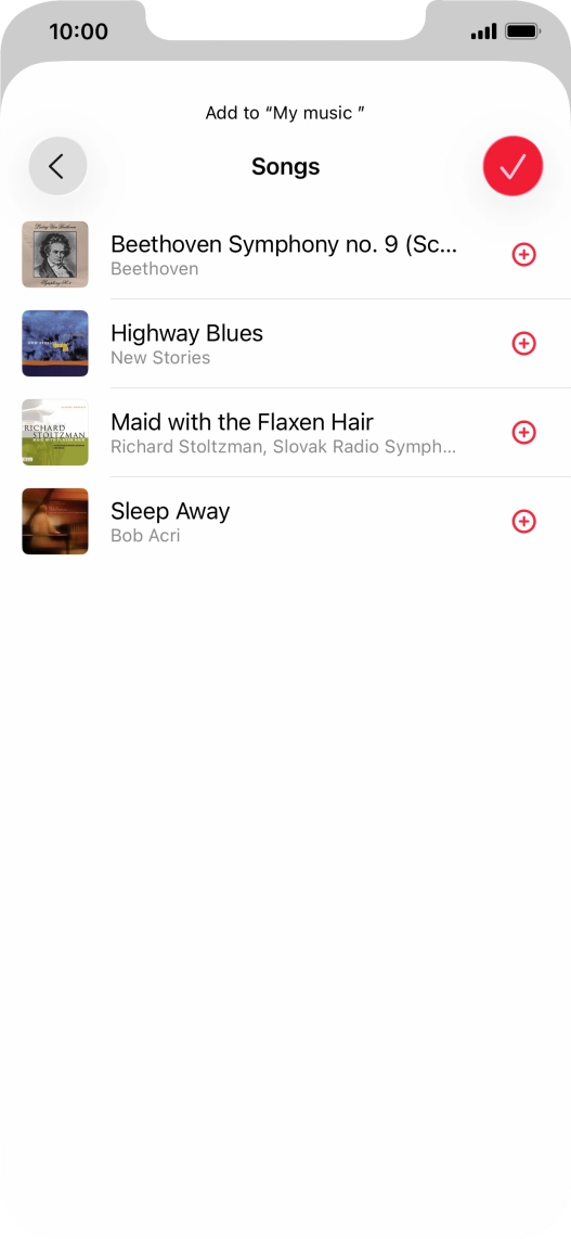 Go to the required category and press the add icon next to the required audio file.