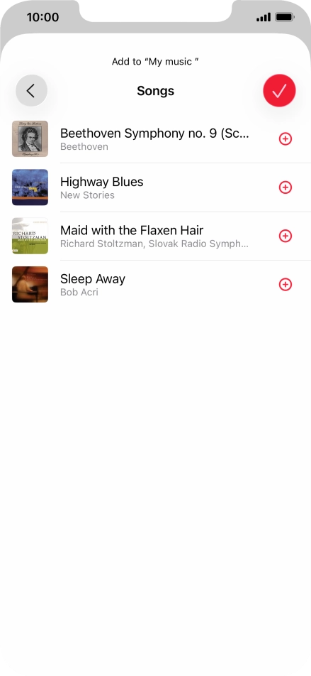 Go to the required category and press the add icon next to the required audio file.