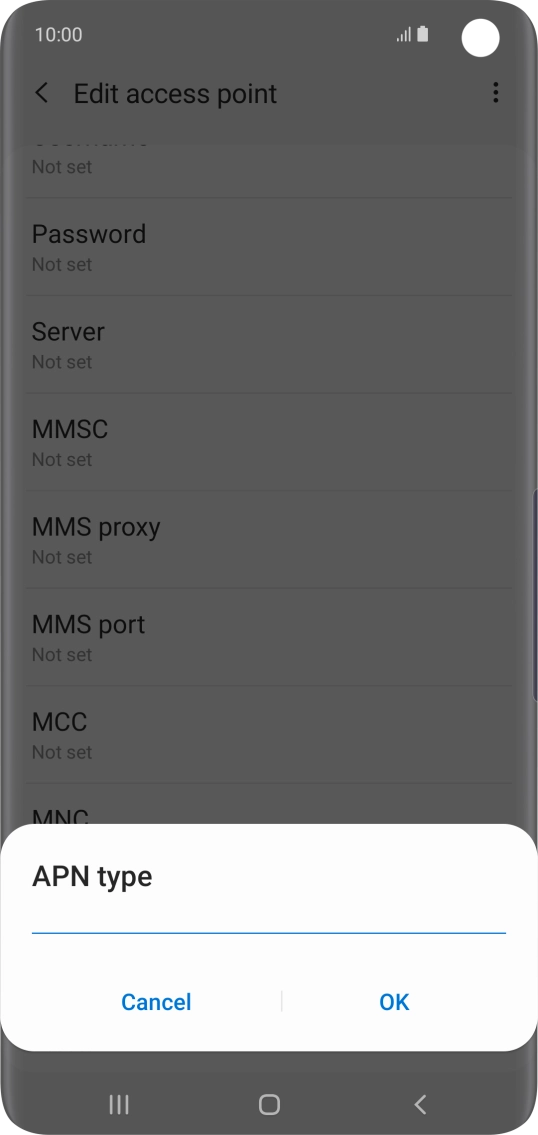 Key in default and press OK.