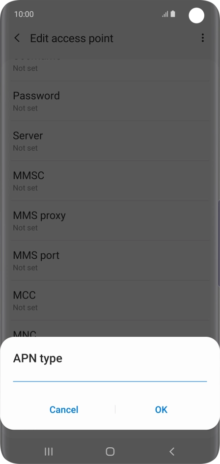 Key in default and press OK.