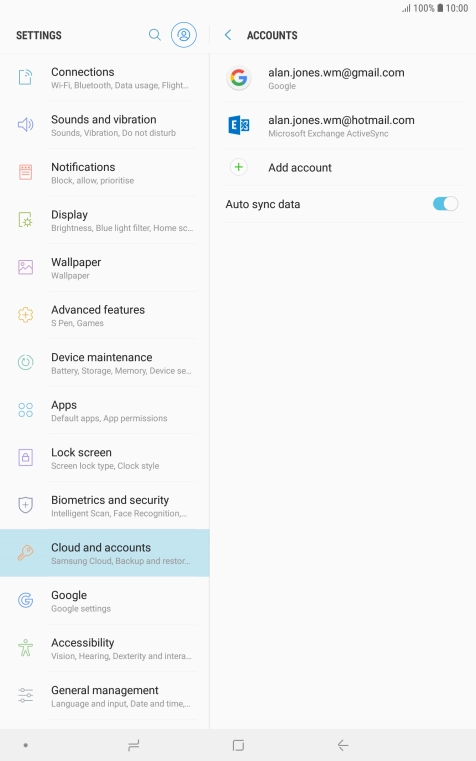 If this screen is displayed, you email account has been recognised and set up automatically. Follow the instructions on the screen to key in more information and finish setting up your tablet.