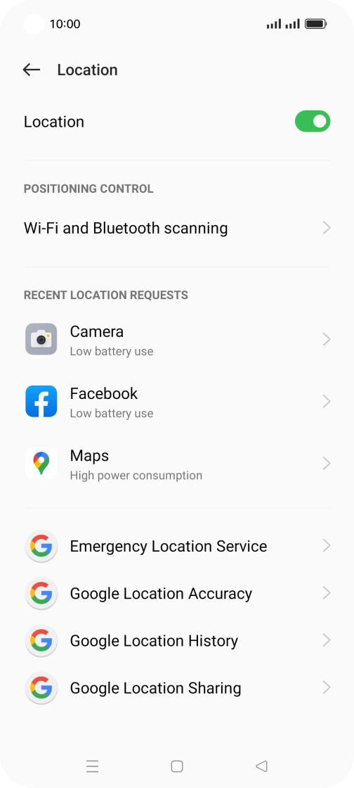 Press Google Location Accuracy.