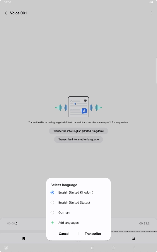 Press the recorded language.