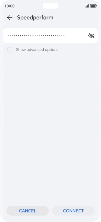 Key in the password for the Wi-Fi network and press CONNECT.