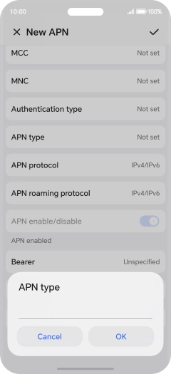 Key in default and press OK.