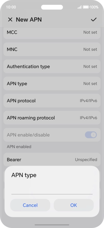 Key in default and press OK.