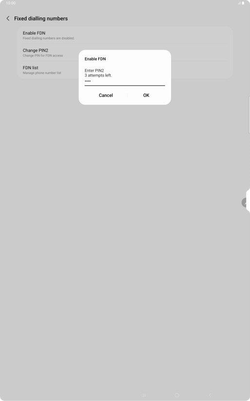 Key in your PIN2 and press OK. The default PIN2 is 0000.