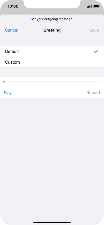 Press Default to select the default greeting.