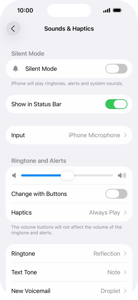 Press the indicator next to 