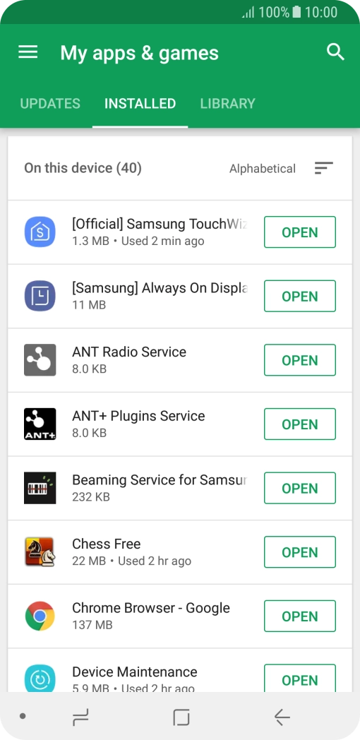 Press the required app.