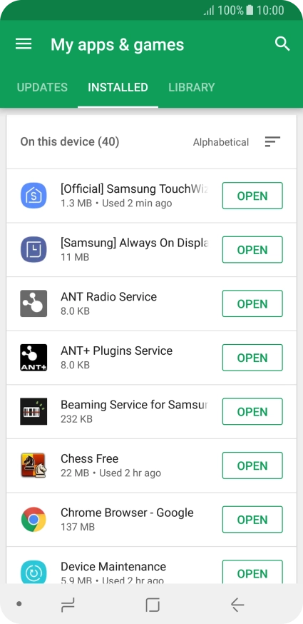 Press the required app.