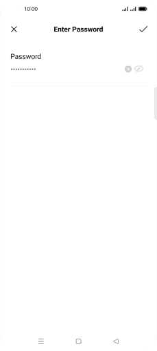 Key in the password for the Wi-Fi network and press the confirm icon.