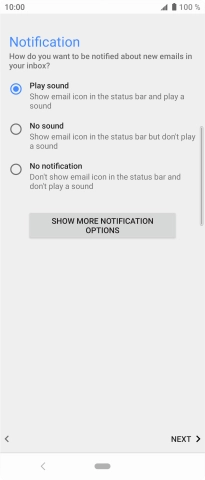 Press the required setting.