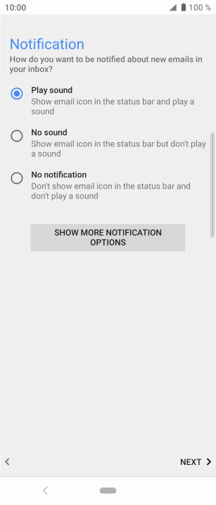 Press the required setting.