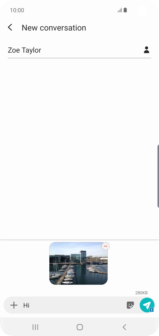 Press the send icon when you've finished your MMS.