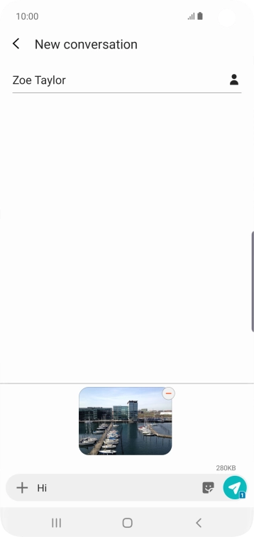 Press the send icon when you've finished your MMS.