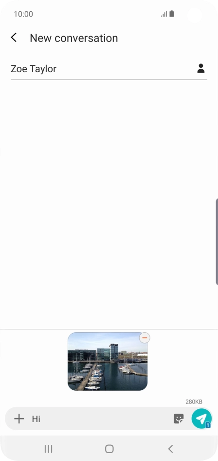 Press the send icon when you've finished your MMS.