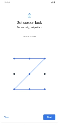 Slide your finger across the screen to connect at least four points and press Next.