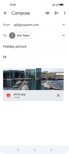 Press the send icon when you've finished your email.