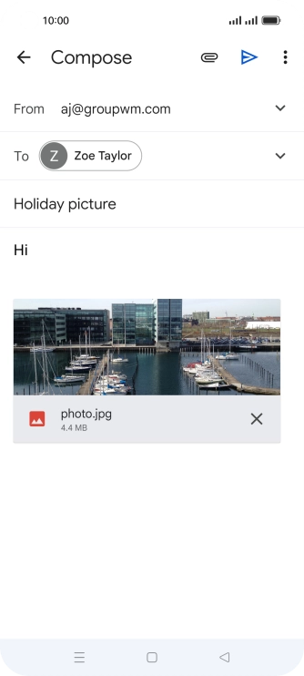 Press the send icon when you've finished your email.