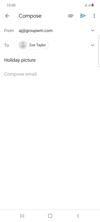 Press the text input field and write the text for your email.
