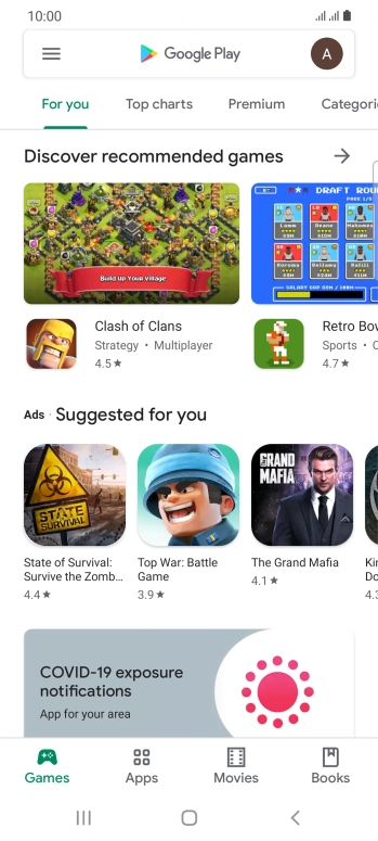 Slide your finger right starting from the left side of the screen.