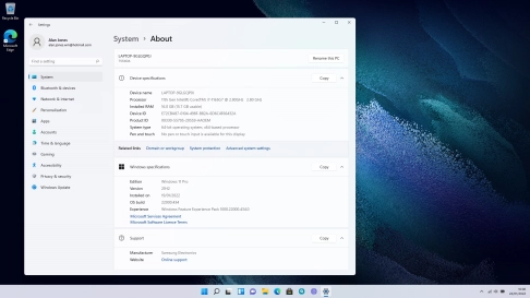 Your laptop's software version is displayed below Windows specifications.