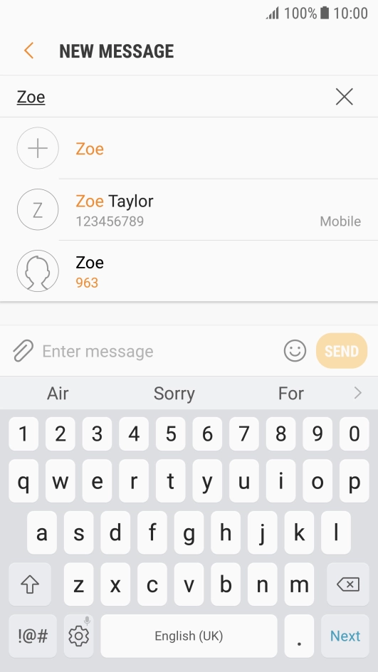 Press the required contact.