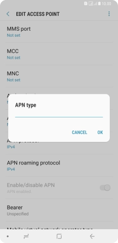 Key in default and press OK.