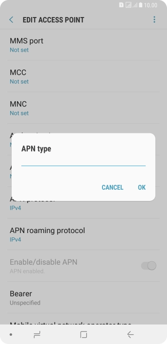 Key in default and press OK.