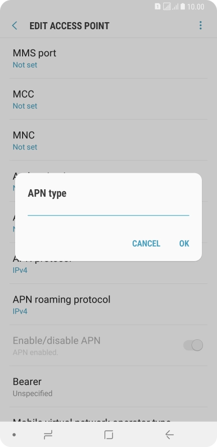 Key in default and press OK.