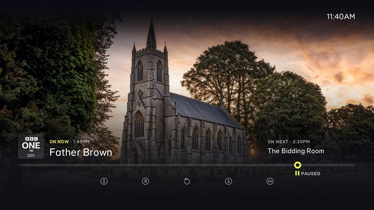 When the pause icon is displayed, the TV programme has been paused.