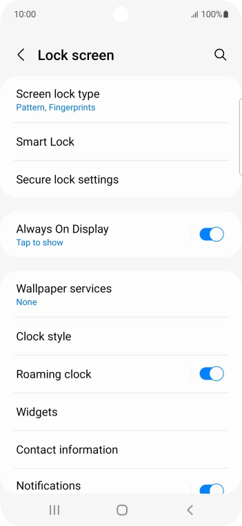 Press Screen lock type and key in the additional phone lock code you created earlier.