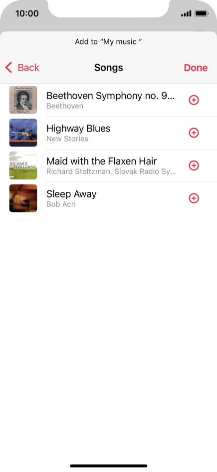 Go to the required category and press the add icon next to the required audio file.