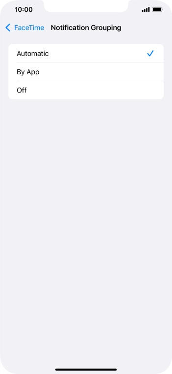 Press the required setting.