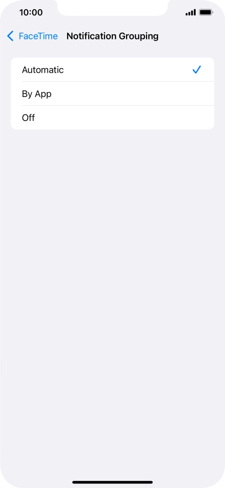 Press the required setting.