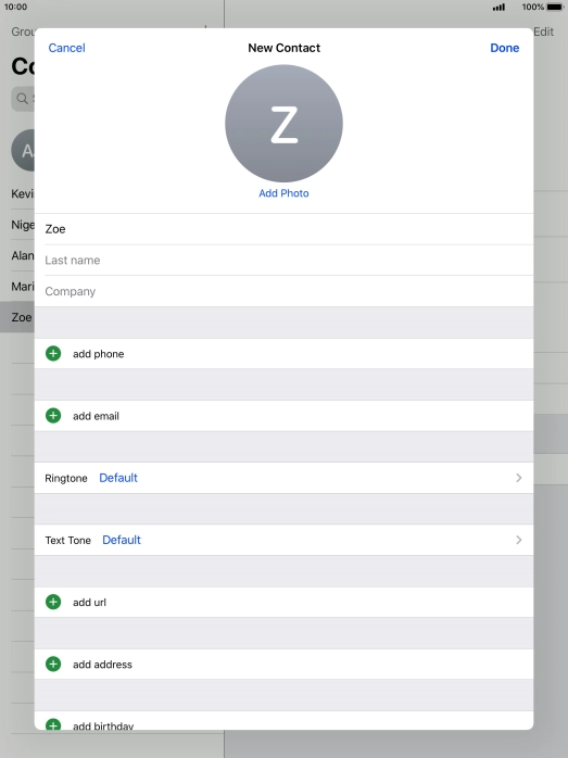 Press Last name and key in the last name.