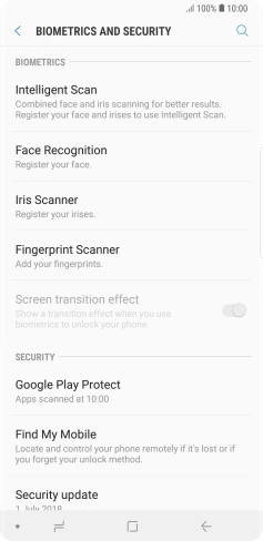 Press Iris Scanner.